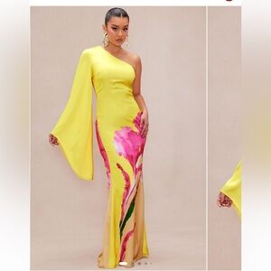 Yellow and Pink Floral Maxi Dress